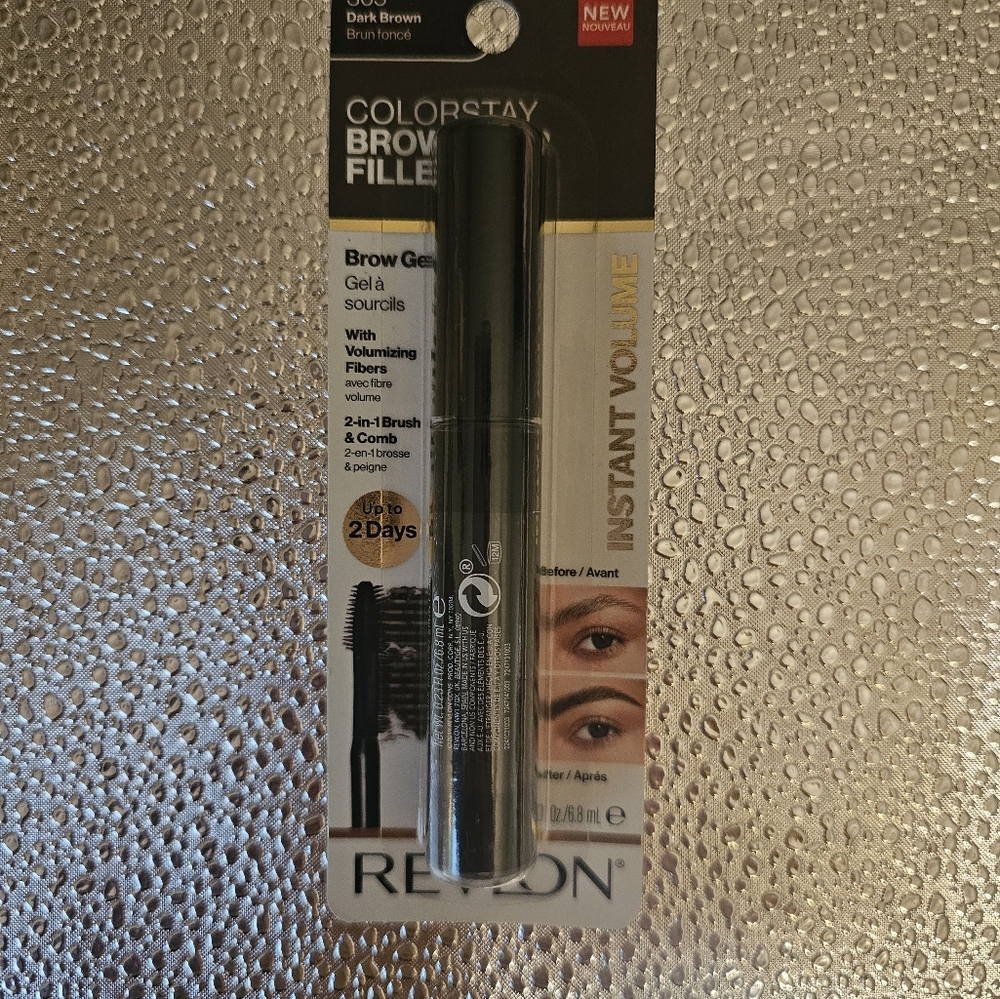 Revlon ColorStay Brow Fiber Filler, Volumizing Brow Gel, 305 Dark Brown